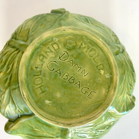 Vintage Holland Mold Cabbage Tureen 3pc Set Unique Inscription Farmhouse